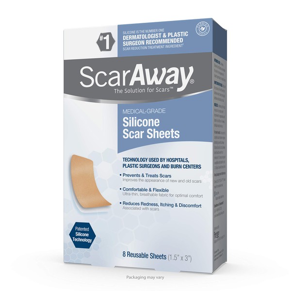 ScarAway Advanced Skincare Silicone Scar Sheets, Silicone Scar Sheets for Body Scar, Surgical Scar, Burn Scar, Acne Scar and Keloid Scar Treatment, 6 Sheets