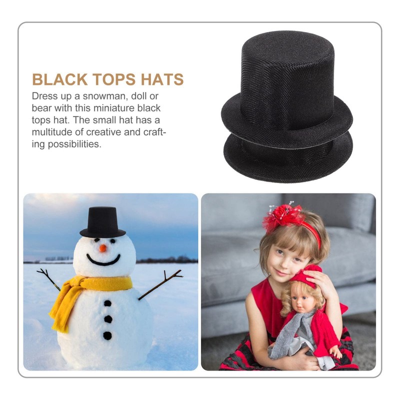 Ipetboom 4PCS Top Hats for Crafts, 3.5W Black Mini Top