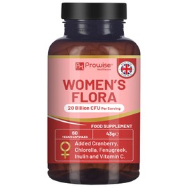 Women’s Flora 60 Kapseln | Intimflora für Frauen | 20 Milliarden KBE ergänzt mit 15.000 mg Cranberry, Vitamin C, Bockshornklee, Chlorella und Inulin | Biokulturen für die weibliche Intimflora