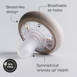 Tommee Tippee Chupón Tipo Pecho, 0-6 Meses, Silicona, Paquete de 4 | Diseño Simétrico, Tetina Natural Tipo Pecho, Chupete Libre de BPA, Rosa/Verde/Cre