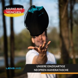 Lens-Aid Neoprene Camera Bag with Lining to Protect Camera Equipment, Camera Bag for Backpack and Handbag for Swaddling Cloth Replacement, black/blue