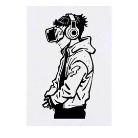 Azeeda 'Virtual Reality-Spieler' Temporäres Tattoo - Hautfreundlicher & Ungiftiger Abziehbild · Wasserfest (TO00071607)