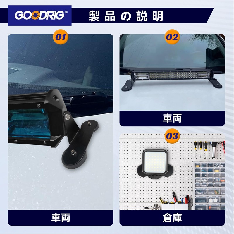 Magnetic Base, Magnetic Base, Magnetic Station, Work Light Placket, Light