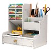 Hggzeg Desk Organiser with Drawer, Multi-Purpose Pen Holder, Stationery Desk