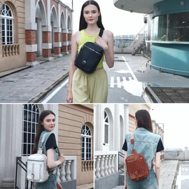 Travistar Chest Bag Women's Sling Bag Men's 2 in 1 Backpack Women's Changing Bag with 2 Removable Shoulder Straps and Wet Wipe Bag, PU Leather Crossbody Bag Women's Shoulder Bag, brown