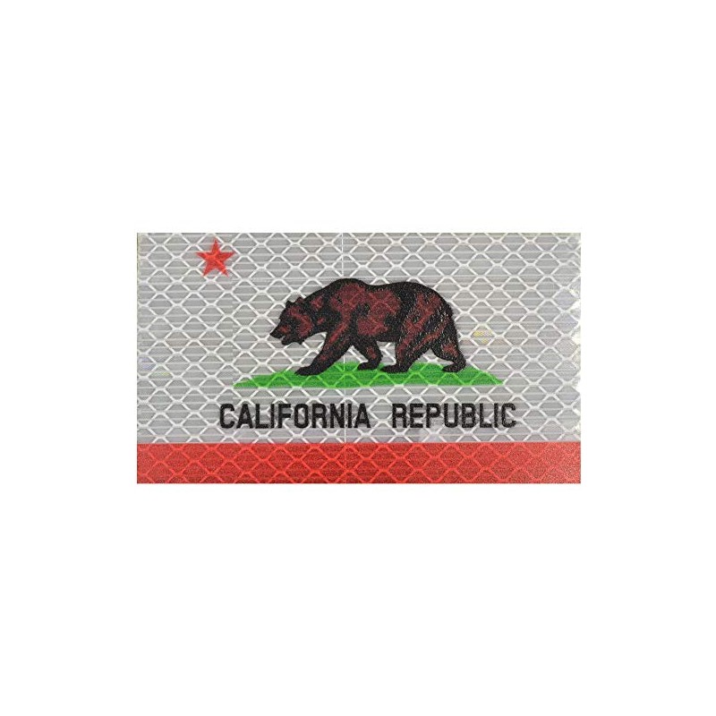 Reflective California Republic State Flag - 2x3.5 Patch