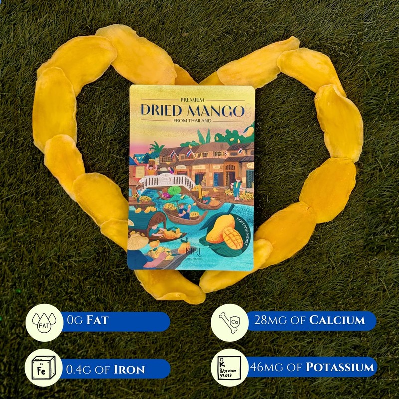 KIRI Premium Dried Mango from Thailand (2 Packs), Soft &