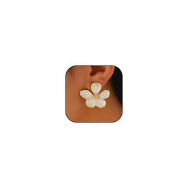 Flower Stud Earrings for Women Large Flower Statement Earrings Chunky Gold Floral Earrings Summer Spring Jewelry Gift for Women (White)