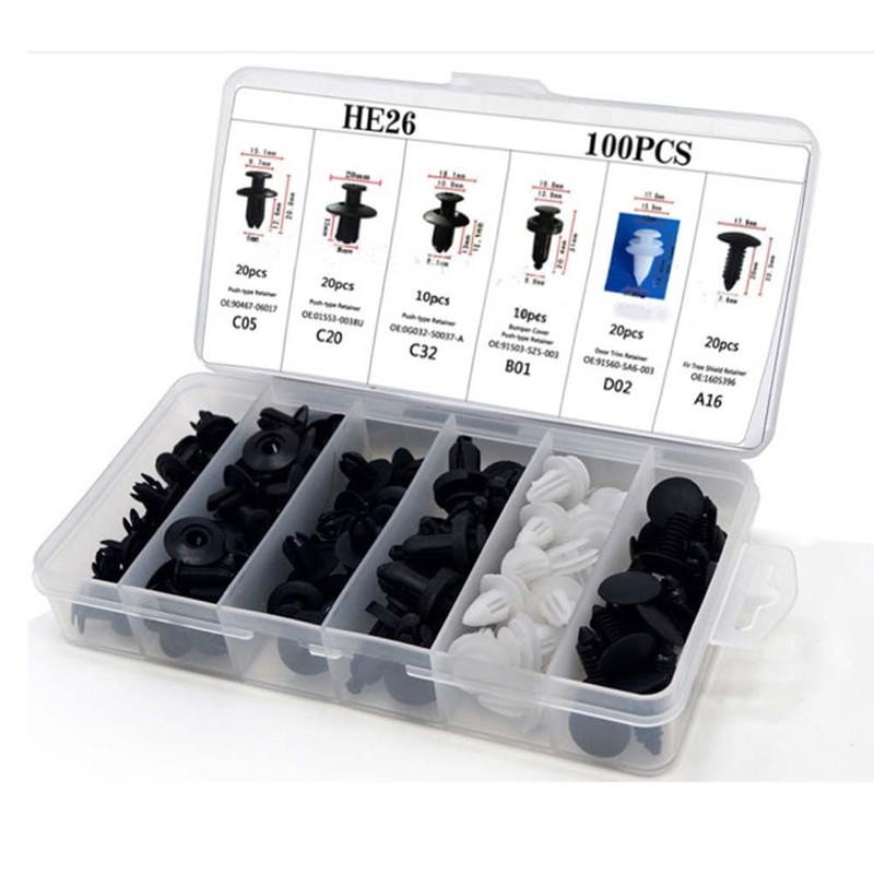 ledmomo 100pcs Car Push in Fasteners Auto Push Pins Push