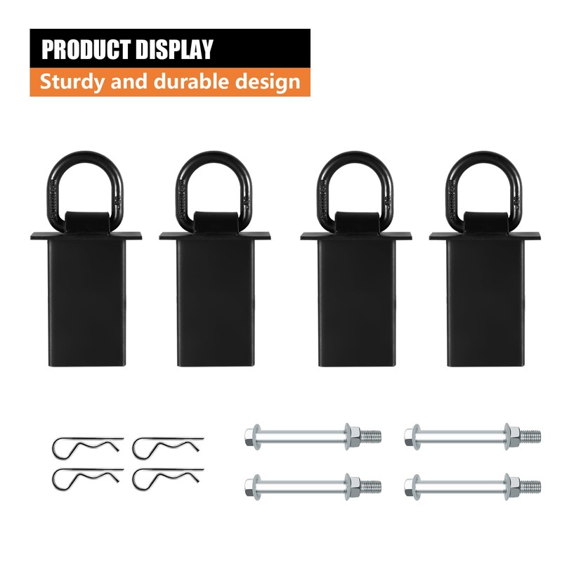SALUINOKI 4Pack Trailer Stake Pocket D Rings Tie Downs Heavy