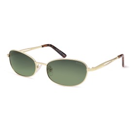 SOJOS Retro Oval Sunglasses for Women Men Polarized Trendy Narrow Shades UV400 Womens Mens Sun Glasses SJ1263, Gold Frame/Greyish-Green Lens