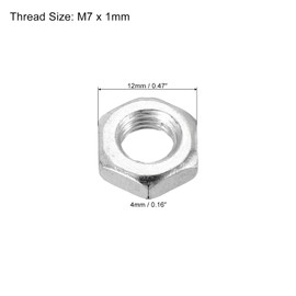PATIKIL 30pcs M7 x 1.0 Steel Hex Nuts Metric Thread Zinc Plated Hardware Nut Screw Bolt Fastener 4mm Height