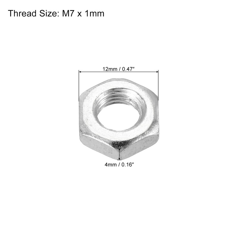 PATIKIL 30pcs M7 x 1.0 Steel Hex Nuts Metric Thread