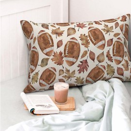 QANOK Fall Pillow Covers 12x20 Set of 2, Football Decor Maple Leaf Throw Pillows Holiday Outdoor Autumn Thanksgiving Decorative Farmhouse Cushion Case Fall Decorations for Home Couch Sofa