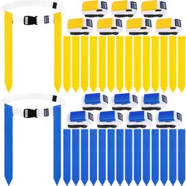 MIUONO Flag Football Belts, Set of Flag Football Flags for Kids Adults, and Youth, Adjustable Flag Football Belt Set 14 Players Training Competition (Yellow and Blue)