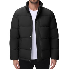 Cotrasen Men's Puffer Jacket Warm Down Jacket for Men Winter Coats Lightweight Water Resistant Insulated Jacket Black XL
