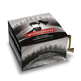 Woodsman - Gel Pigmento Negro Temporal para Barba y Cabello 100g. 3.52oz Tinte de uso Diario/Gel sin Fijación