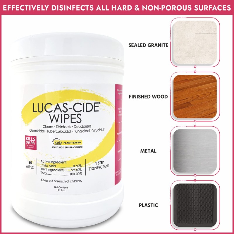 LUCAS-CIDE Disinfecting Wipes - Multi Surface Cleaner Disinfectant Wipes -