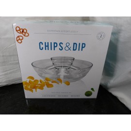 Unbranded Stylish Chips & Dip Serving Bowl Set Clear Plastic Removable Center