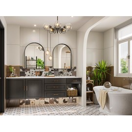 Brightify Arched Mirror, 23.9 x 31.9 Inch Black Arch Wall Mirror, Metal Frame Bathroom Mirror, Arched Top Bathroom Vanity Mirror for Living Room Bedroom Mantel Entryway Hallways