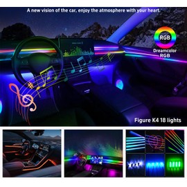 Acrylic Interior Car LED Strip Lights,Colorful 6-in-1 Car Ambient Lighting Kit, with Wireless APP Control, 622 LED Fiber Optic Strip Lights for Cars, Supports Neon Sync with Music DIY Mode.