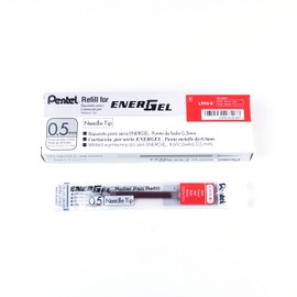 Pentel Refill Ink for EnerGel Liquid Gel Pen, 0.5mm, Needle Tip, Red Ink, Box of 12 (LRN5-B-12)
