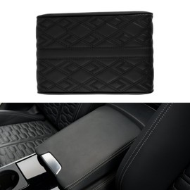 A ABSOPRO Universal Center Console Cover Car Armrest Cover Middle Console Cover Lid for Most Vehicle SUV Car Sedan 12.2"x7.87"x1.97" Black Nappa Leather