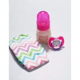 Reborn 2oz Pooh Themed Reborn Baby Formula Bottle, Magnetic Pacifier & Diaper Set!