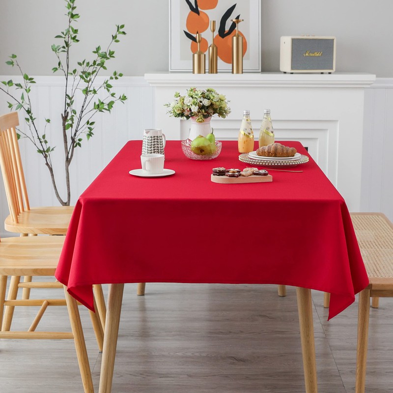 Demetex Large Red Tablecloth 152x305 cm Christmas Water Resistant Table