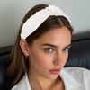 YISSION Pearl Knotted Headband for Women Non Slip Leather Beaded