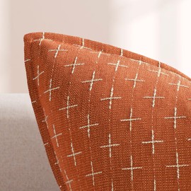 ZWJD Cushion Cover, 50 x 50 cm, Set of 2, Burnt Orange, Soft Polyester Textured Cushion Covers, Decorative Cushion, Flange Edge, Cosy Farmhouse Cushion Covers for Couch, Bed, Sofa, Living Room