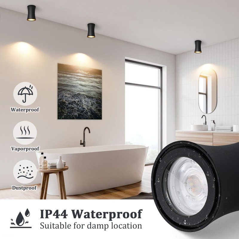 YindaLux LED Surface-Mounted Spotlight, Black, Diameter 64 x 100 mm,
