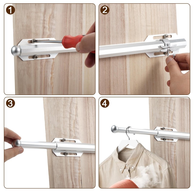 LOMILD 12" Valet Rod for Closet Pull Out with 4