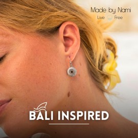 Made by Nami Set of Earrings Hanging with Sun Pendant in Gold or Silver Statement Earrings Made of Surgical Stainless Steel Boho Jewellery Women Hypoallergenic Waterproof Jewellery, Stainless Steel