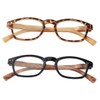 Reading Glasses with Wood Grain Bows, 2 Pair - Magnification