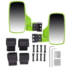 NICHE UTV Side View Mirror Set with 1.75" - 2" Roll Bar Cage for Polaris RZR Kawasaki Teryx Mule Pioneer Yamaha Rhino (Green)
