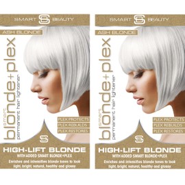 Ash Blonde Hair Dye with added Plex Hair Care Conditioner, Permanent Hair Colour with Cool Ash Hair Toner for Blond Hair, Vegan Hair Dye, Cruelty-Free - Smart Beauty Hair Colour (Pack of 2)
