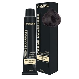 FemMas Haarfarbe Helle Kühle Kastanie 5.91 I Professionelle Creme Haarfarbe mit Arganöl, Keratin & Ceramiden I Als dauerhafte Haarfärbung oder Tönung für strahlende, haltbare Farbergebnisse I 100 ml