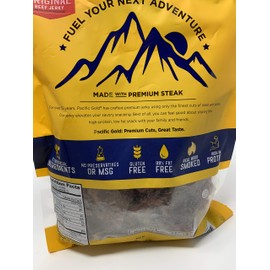 Pacific Gold Original Beef Jerky Gluten Free Real Wood Smoked Beef Jerky - 16 oz Per Bag - No Nitrates, No Preservatives, and High In Protein - Choose 2 Pack or 3 Pack (3 Pack)