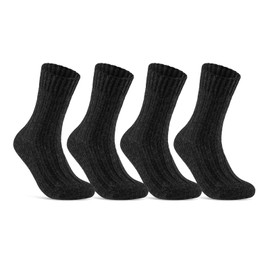 Alpaca Socks for Men/Women, Woollen Socks, Warm Winter Socks, 4 Pairs, black