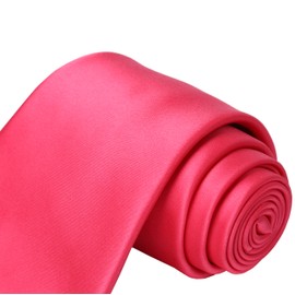 KissTies Pink Red Satin Tie Flamingo Solid Ties Mens Necktie + Pocket Square