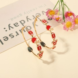 Game Day Earring for Women Football Hoop Earrings Enamel Sport Ball Earrings Football Mom Hoop Earrings Game Day Outfits Accessories Party Jewelry Gifts (Color E)
