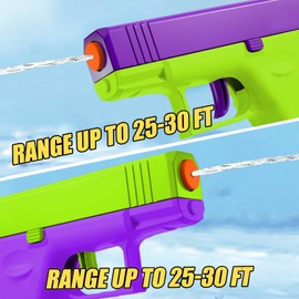 2 Pack Water Gun Squirt Guns for Kids - Mini Water Blaster Soaker 100cc Capacity Water Pistol Toys, Ideal Summer Gifts for Swimming Pool Beach Outdoor Water Toys for Boys Girls (Purple Green)