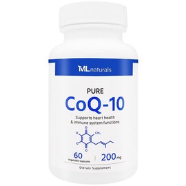 ML Naturals Pure CoQ-10 200 mg, 60 Vegetable Capsules. One a Day (2-Month Supply). Premium Quality, Third-Party Lab Tested