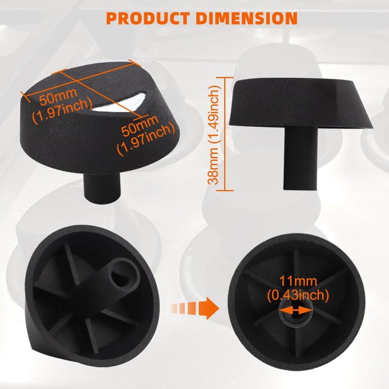 MOTOQUEEN 72731 for Dacor Cooktop Knobs Stove Knob Upgraded ABS