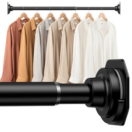 QINGYUN Closet Rods for Hanging Clothes 18 to 28 Inches, 1 Inch Adjustable Short Closet Tension Rod Heavy Duty Clothes Hanging Tension Rod for Closet Laundry RV, Black