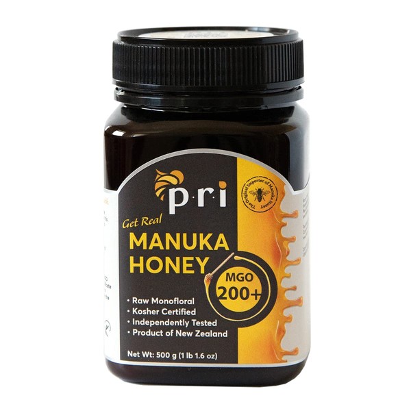 PRI Manuka Honey, MGO 200+, 1.1LB New Zealand Raw Monofloral Manuka Honey (500g)