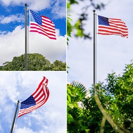 Flag Pole for Outside In Ground, 25FT Sectional Flag Pole Kit, Extra Thick 14 Gauge Heavy Duty Aluminum Flagpole, Outdoor Flag Poles with 3x5 American Flag for Yard, Residential or Commercial