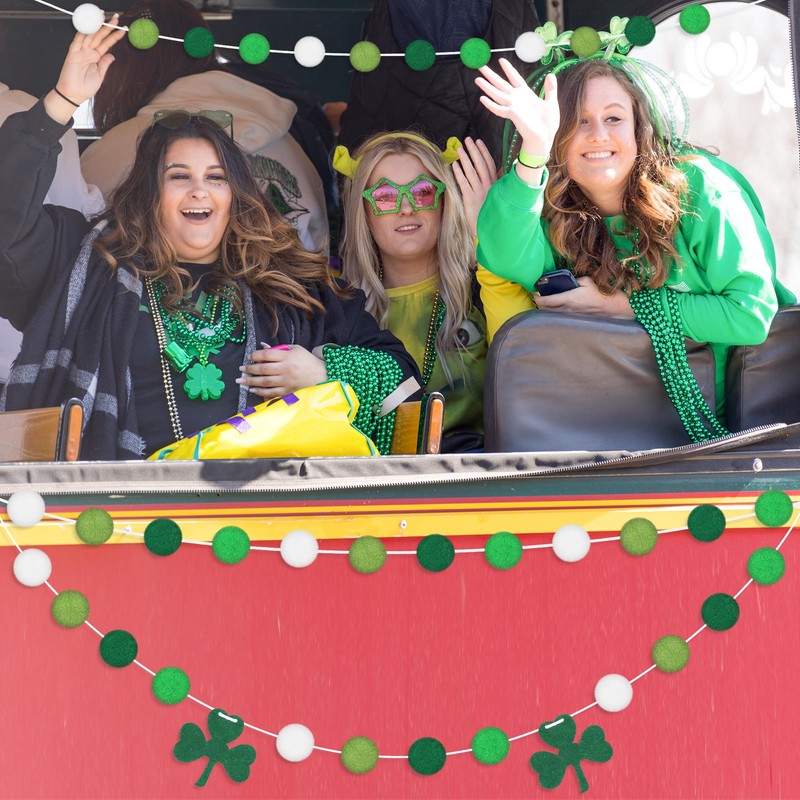 8.2 FT Shamrock Garland, 3 Pack St Patricks Day Banner,