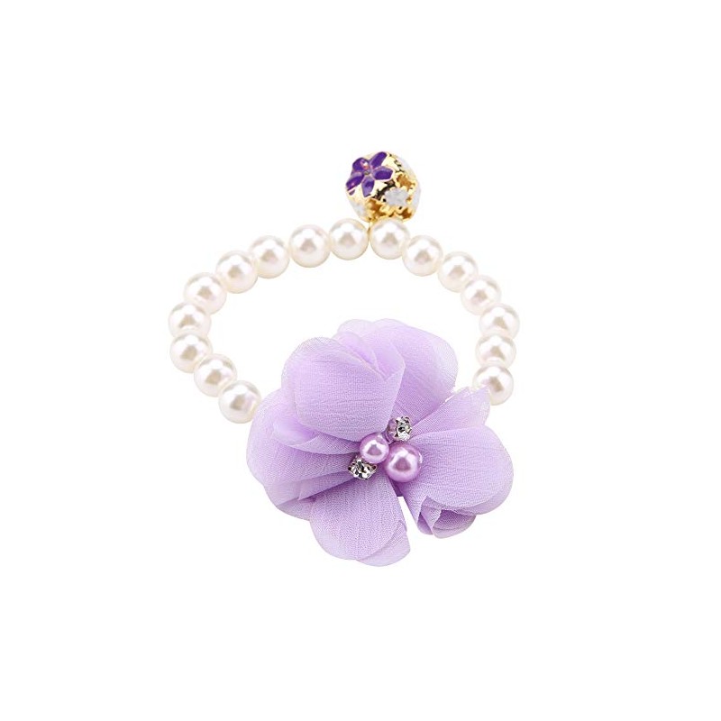 Collar de con Flor de Perlas con Campana, Collar Elástico